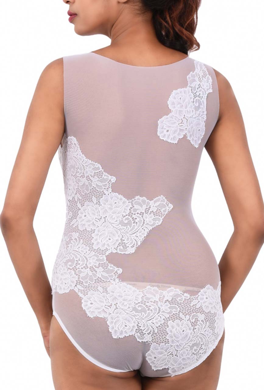 Ivory Muse Lace & Mesh Sculpting Bodysuit