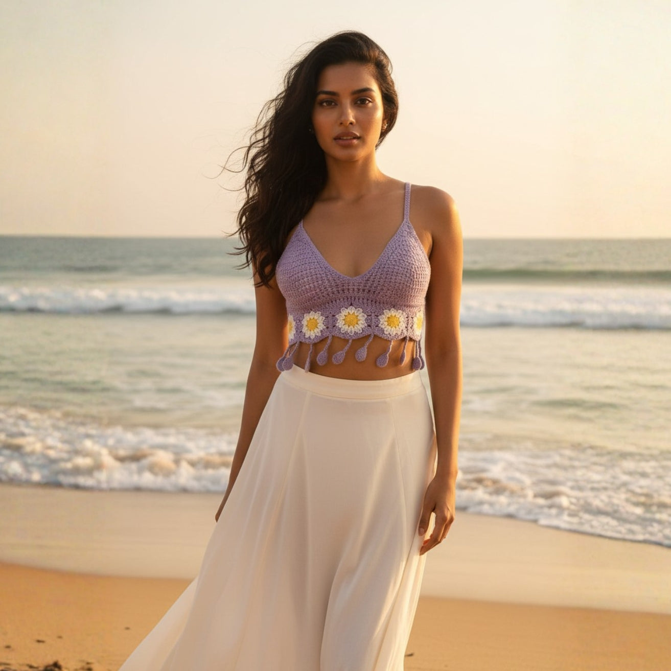 Purple Crochet Swim Top