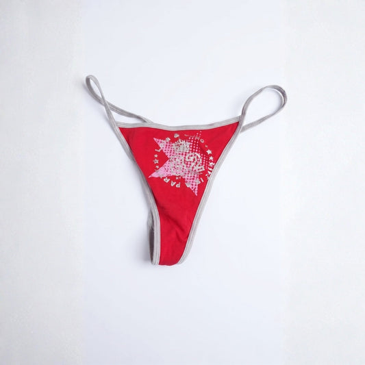 Women’s Red Graphic Print Cotton Thong Panty