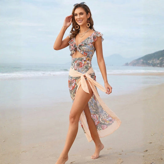 Blossom Grace Monokini Set with Sarong