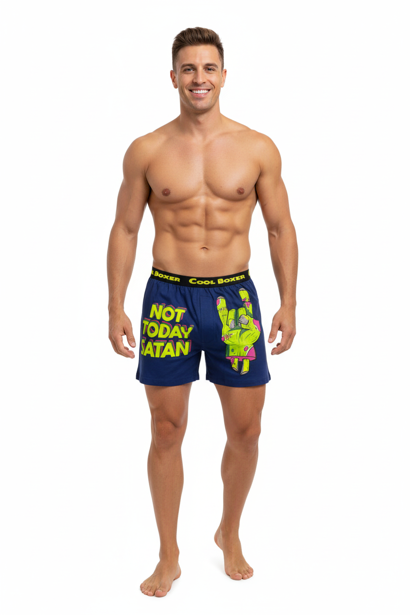 Men's Not Today Satan Cartoon Printed Modal Boxers