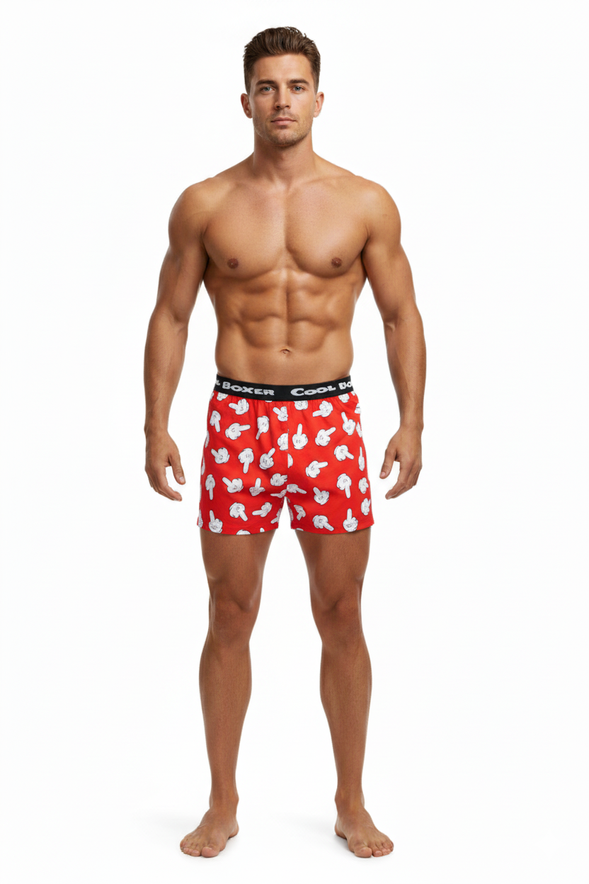 Men's Middle Finger Cartoon Printed Modal Boxers