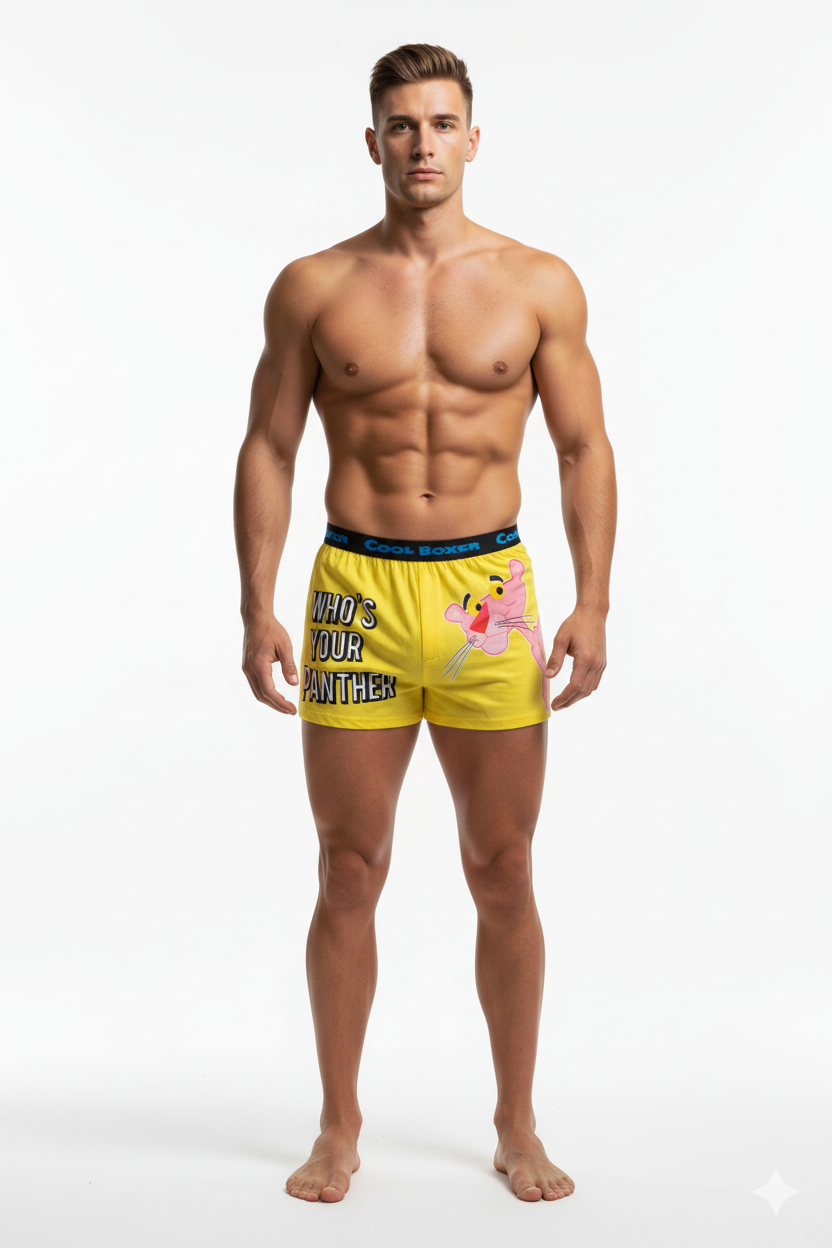 Men's Pink Panther "Who's Your Panther" Cartoon Printed Modal Boxers