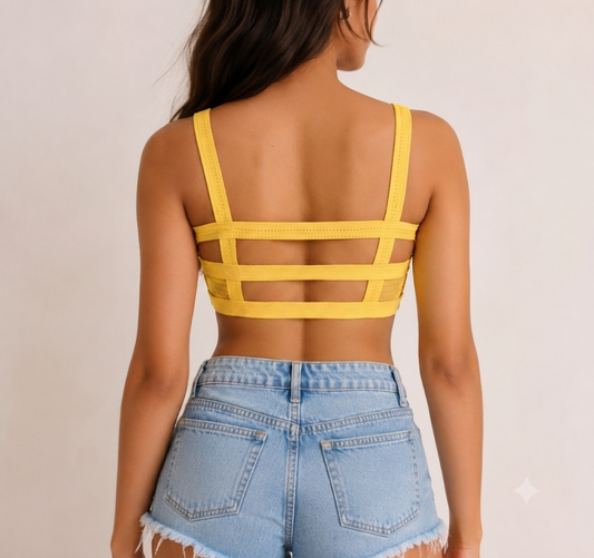 Yellow Padded Tube Bralet – Hosiery Cotton | Removable Pads