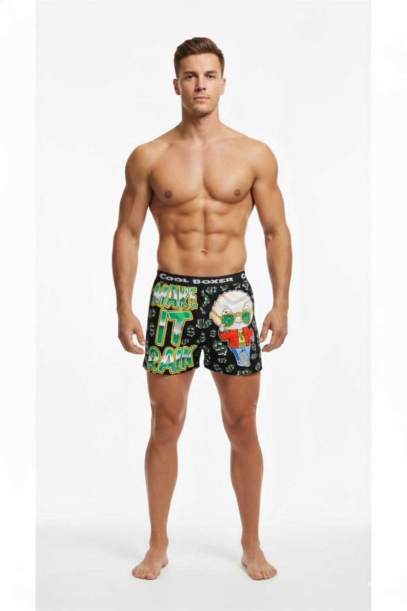 Men's Dollar "Make It Rain" Cartoon Printed Modal Boxers