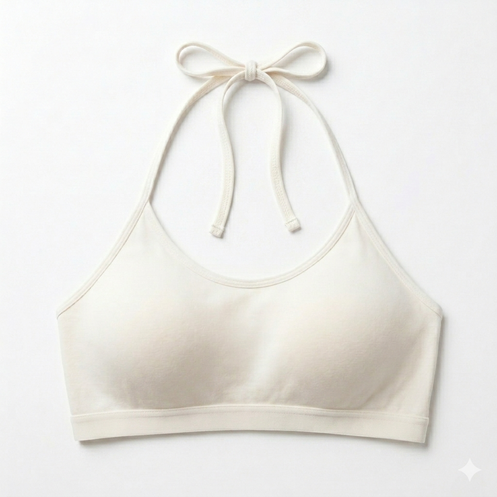 Beginner’s Halter Neck Wire-free Combed Cotton Bra