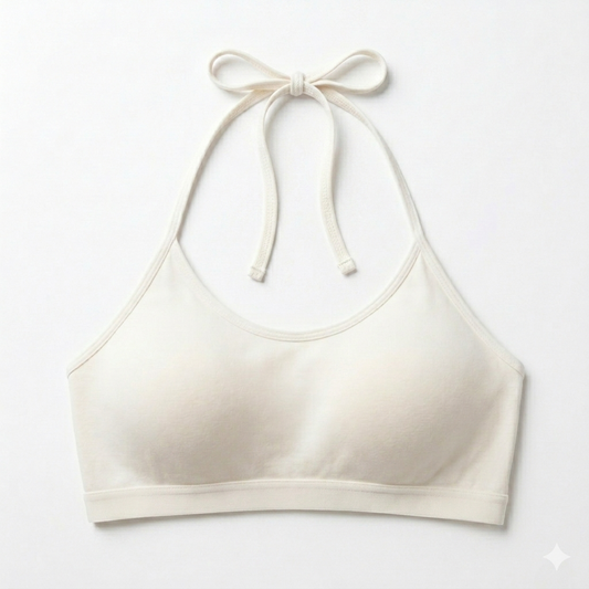 Beginner’s Halter Neck Wire-free Combed Cotton Bra