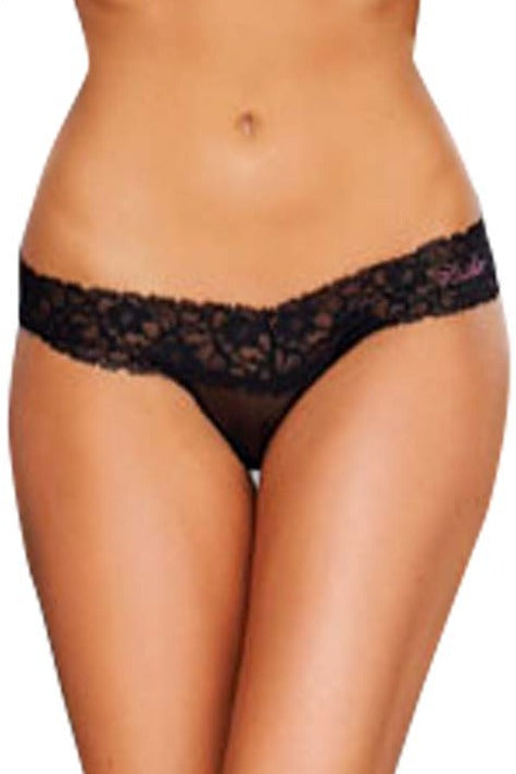 Hustler Black Mesh Crotchless Thong