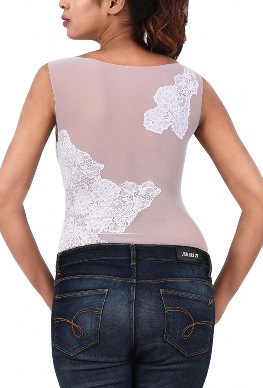 Ivory Muse Lace & Mesh Sculpting Bodysuit