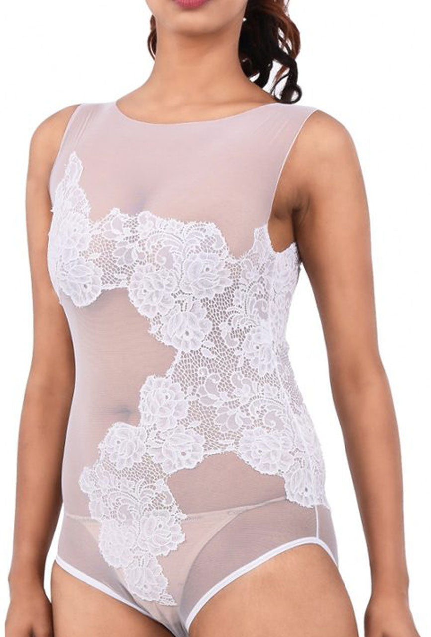 Ivory Muse Lace & Mesh Sculpting Bodysuit