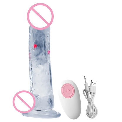 Realistic Vibrating Silicone Jelly Dildo