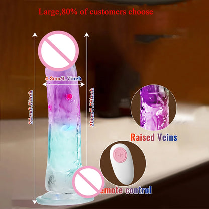 Realistic Vibrating Silicone Jelly Dildo