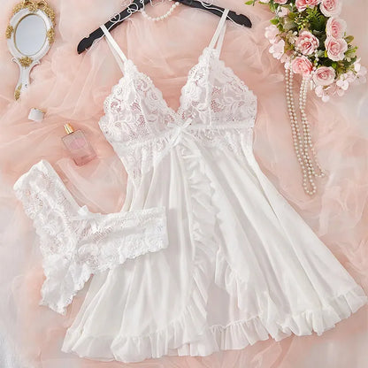 Red Lace Nightdress Set