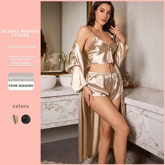 3-Piece Satin Nightwear Set