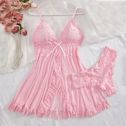Red Lace Nightdress Set