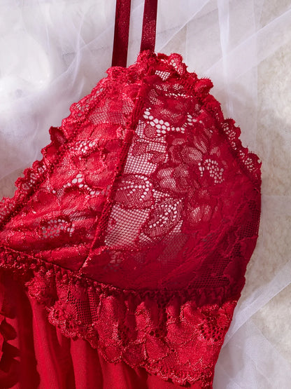 Red Lace Nightdress Set