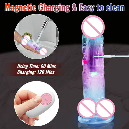 Realistic Vibrating Silicone Jelly Dildo