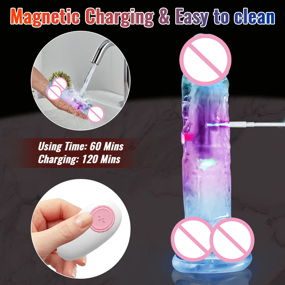 Realistic Vibrating Silicone Jelly Dildo