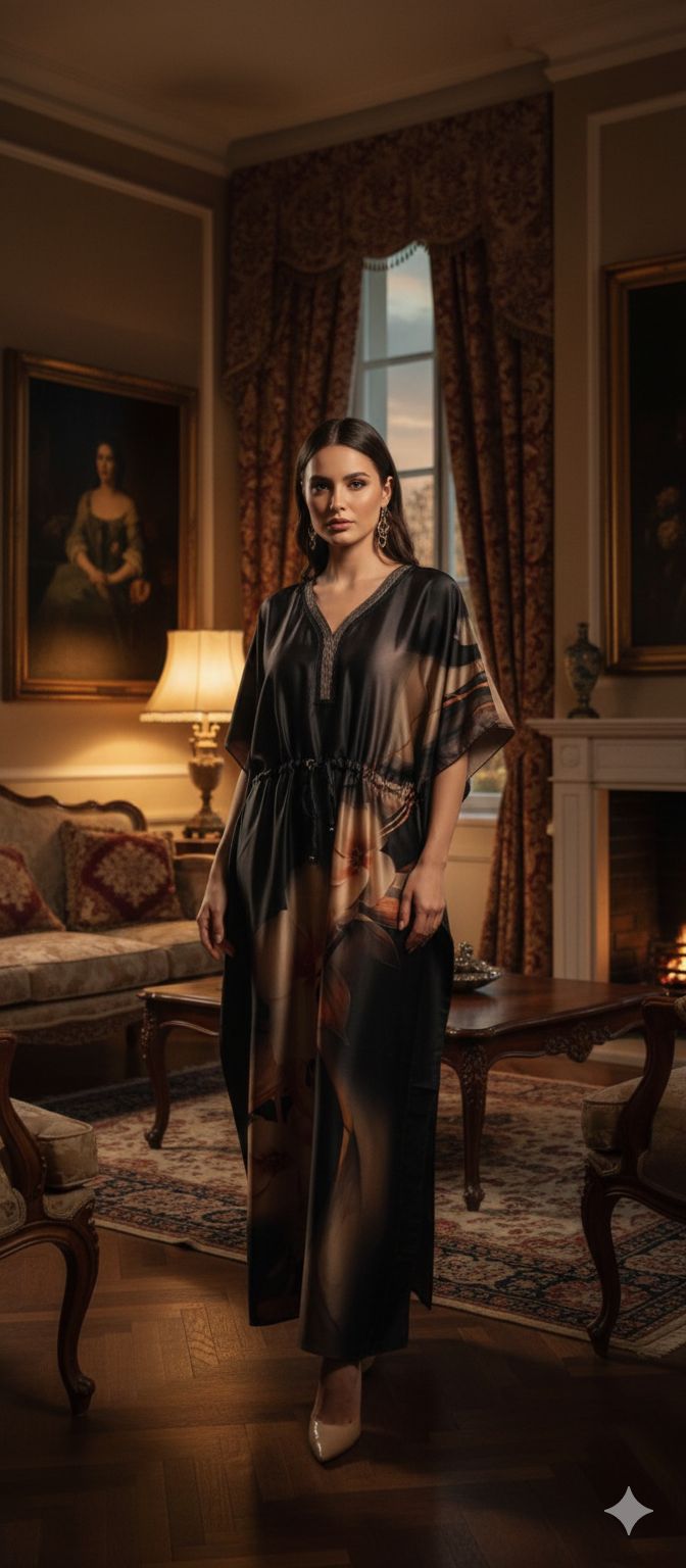 Digital Print Satin Kaftan