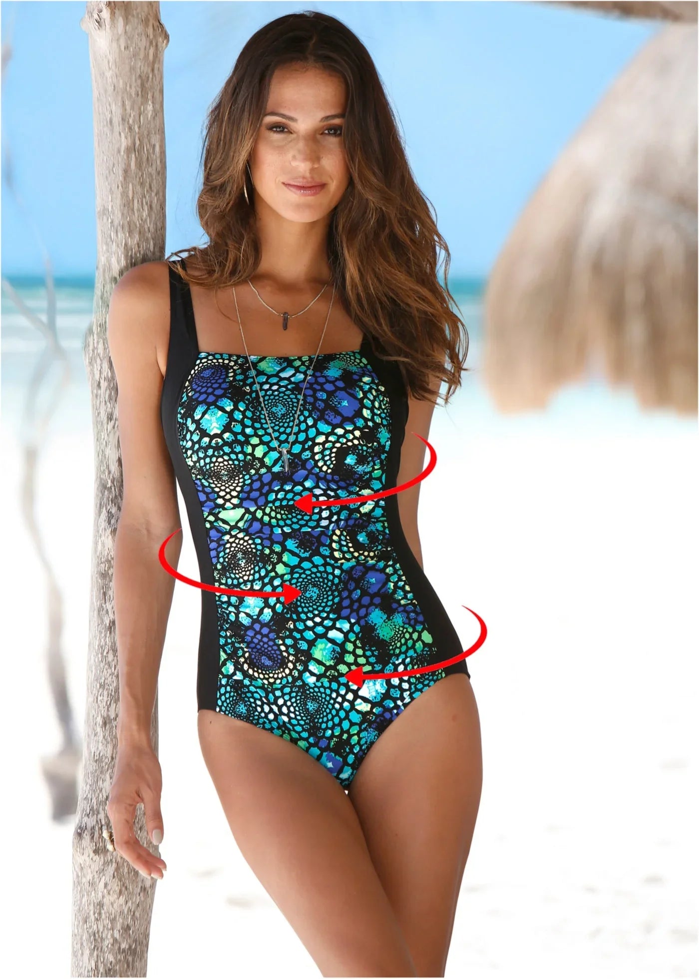 Green Printed Shaping Swimsuit